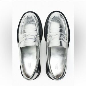 Zara Silver Loafers
